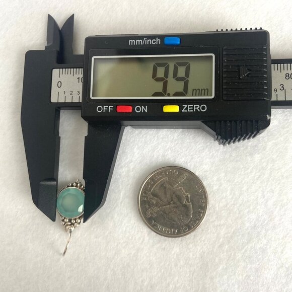 Sterling Silver 925 YS India Round Faceted Chalcedony Quartz Dangle Earrings - Picture 13 of 16